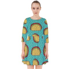 Taco-drawing-background-mexican-fast-food-pattern Smock Dress by Ket1n9