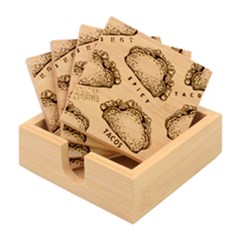Seamless-pattern-with-taco Bamboo Coaster Set by Ket1n9