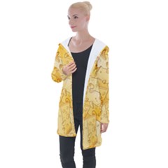 Cheese-slices-seamless-pattern-cartoon-style Longline Hooded Cardigan by Ket1n9