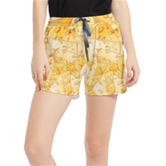 Cheese-slices-seamless-pattern-cartoon-style Women s Runner Shorts by Ket1n9