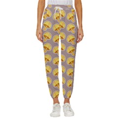 Yellow-mushroom-pattern Women s Cropped Drawstring Pants by Ket1n9