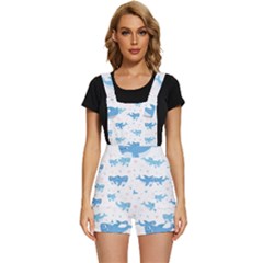 Seamless-pattern-with-cute-sharks-hearts Short Overalls by Ket1n9