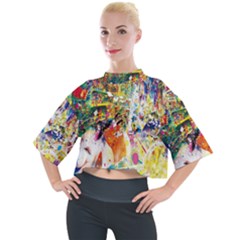 Multicolor Anime Colors Colorful Mock Neck T-shirt by Ket1n9