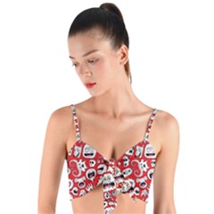 Another Monster Pattern Woven Tie Front Bralet by Ket1n9