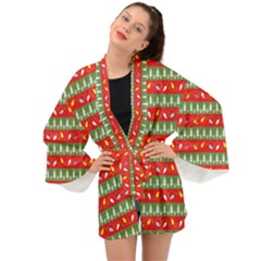 Christmas-papers-red-and-green Long Sleeve Kimono by Grandong