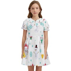 Christmas-seamless-pattern-with-cute-kawaii-mouse Kids  Bow Tie Puff Sleeve Dress by Grandong