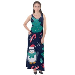 Colorful-funny-christmas-pattern      - Sleeveless Velour Maxi Dress by Grandong