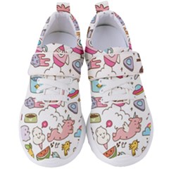 Set-kawaii-doodles -- Women s Velcro Strap Shoes by Grandong
