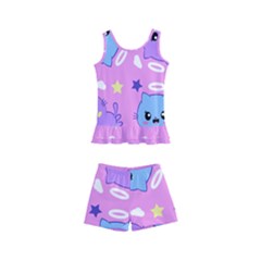 Seamless Pattern With Cute Kawaii Kittens Kids  Boyleg Swimsuit by Grandong