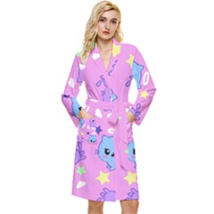 Seamless Pattern With Cute Kawaii Kittens Long Sleeve Velvet Robe by Grandong