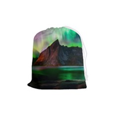 Aurora Borealis Nature Sky Light Drawstring Pouch (medium) by Grandong