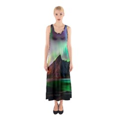 Aurora Borealis Nature Sky Light Sleeveless Maxi Dress by Grandong