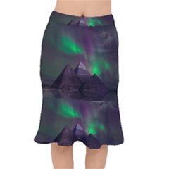 Aurora Northern Lights Celestial Magical Astronomy Short Mermaid Skirt by Grandong