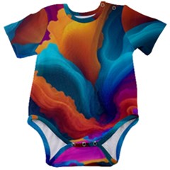 Colorful Fluid Art Abstract Modern Baby Short Sleeve Bodysuit by Ravend