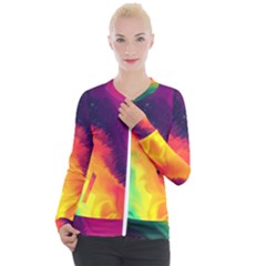 Rainbow Colorful Abstract Galaxy Casual Zip Up Jacket by Ravend