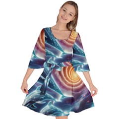 Dolphins Fantasy Velour Kimono Dress by Ravend