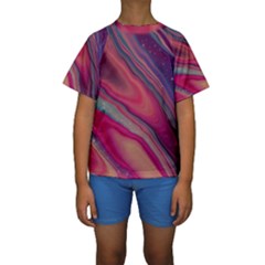 Stars Shimmering Galaxy Ocean Kids  Short Sleeve Swimwear by Ravend