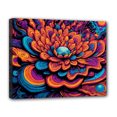 Flowers Painting Canvas 14  X 11  (stretched) by Ravend