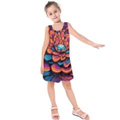 Flowers Painting Kids  Sleeveless Dress by Ravend