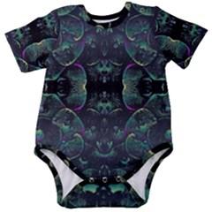 Background Pattern Mushrooms Baby Short Sleeve Bodysuit by Ravend