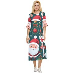 Christmas Santa Claus Double Cuff Midi Dress by Vaneshop