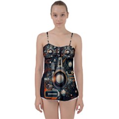 Illustrations Technology Robot Internet Processor Babydoll Tankini Top by Vaneshop