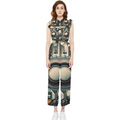 Illustrations Technology Robot Internet Processor Women s Frill Top Chiffon Jumpsuit by Vaneshop