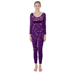 Purple Glittery Backdrop Scrapbooking Sparkle Long Sleeve Catsuit by Vaneshop