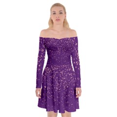 Purple Glittery Backdrop Scrapbooking Sparkle Off Shoulder Skater Dress by Vaneshop