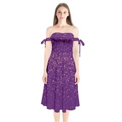 Purple Glittery Backdrop Scrapbooking Sparkle Shoulder Tie Bardot Midi Dress by Vaneshop