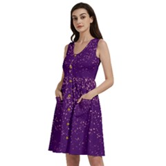 Purple Glittery Backdrop Scrapbooking Sparkle Sleeveless Dress With Pocket by Vaneshop