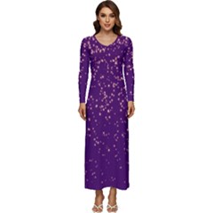 Purple Glittery Backdrop Scrapbooking Sparkle Long Sleeve Longline Maxi Dress by Vaneshop