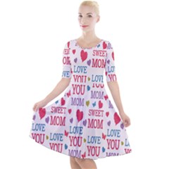 Love Mom Happy Mothers Day I Love Mom Graphic Quarter Sleeve A-line Dress by Vaneshop