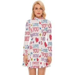 Love Mom Happy Mothers Day I Love Mom Graphic Long Sleeve Velour Longline Dress by Vaneshop