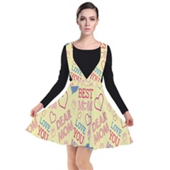 Love Mom Happy Mothers Day I Love Mom Graphic Pattern Plunge Pinafore Dress by Vaneshop