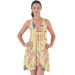 Love Mom Happy Mothers Day I Love Mom Graphic Pattern Show Some Back Chiffon Dress by Vaneshop