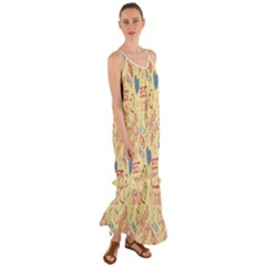 Love Mom Happy Mothers Day I Love Mom Graphic Pattern Cami Maxi Ruffle Chiffon Dress by Vaneshop