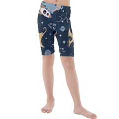 Space Theme Art Pattern Design Wallpaper Kids  Mid Length Swim Shorts by Vaneshop