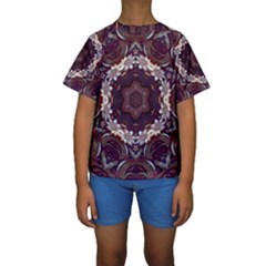 Rosette Kaleidoscope Mosaic Abstract Background Kids  Short Sleeve Swimwear by Vaneshop