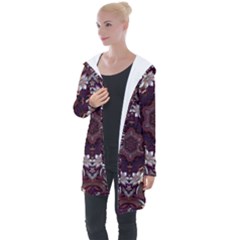 Rosette Kaleidoscope Mosaic Abstract Background Longline Hooded Cardigan by Vaneshop