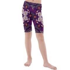 Rosette Kaleidoscope Mosaic Abstract Background Art Kids  Mid Length Swim Shorts by Vaneshop