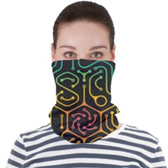 Circuit Hexagonal Geometric Pattern Background Pattern Face Seamless Bandana (adult) by Vaneshop