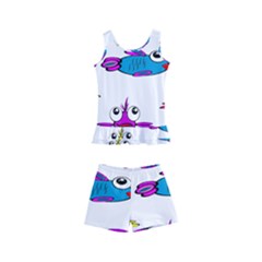 Fish Swim Cartoon Funnycute Kids  Boyleg Swimsuit by Sapixe