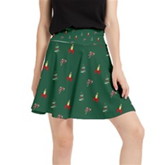 Christmas Green Pattern Background Waistband Skirt by Pakjumat