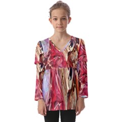 Marbling Blend  Kids  V Neck Casual Top by kaleidomarblingart