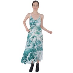 Blue Crashing Ocean Wave Tie Back Maxi Dress by Jack14