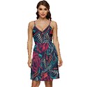 Vintage Flash Tattoos Designs Seamless Pattern V-Neck Pocket Summer Dress  View1