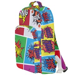 Pop Art Comic Vector Speech Cartoon Bubbles Popart Style With Humor Text Boom Bang Bubbling Expressi Double Compartment Backpack by Amaryn4rt