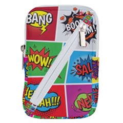 Pop Art Comic Vector Speech Cartoon Bubbles Popart Style With Humor Text Boom Bang Bubbling Expressi Belt Pouch Bag (large) by Amaryn4rt