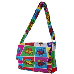 Pop Art Comic Vector Speech Cartoon Bubbles Popart Style With Humor Text Boom Bang Bubbling Expressi Full Print Messenger Bag (l) by Amaryn4rt